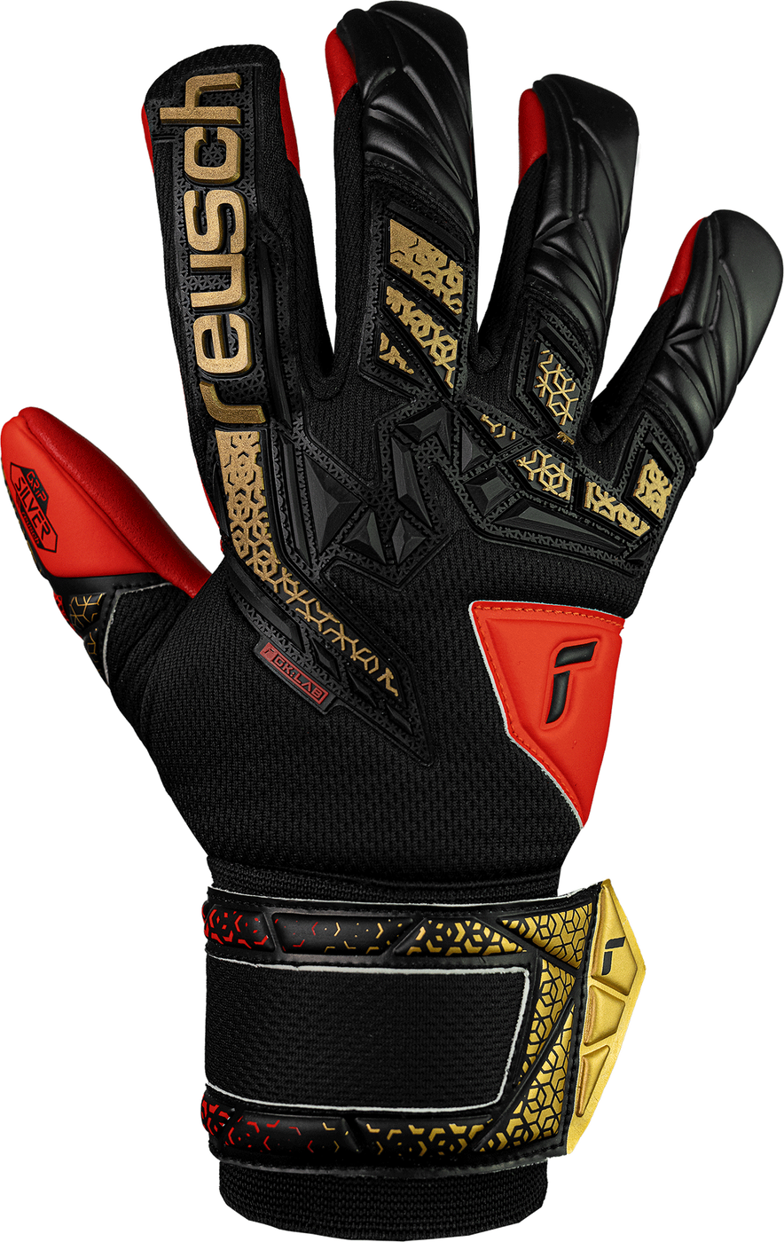 Вратарские перчатки Reusch Attrakt Freegel Silver black/gold/firy red купить